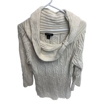 WHBM Womens Size Large Cowl Neck Sweater Pullover Chunky Knit Sparkle Cream Colo - £19.70 GBP