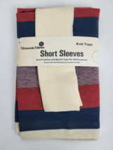 Vtg NWT Short Sleeve Knit Top Sewing Kit Burgundy Blue Striped Minnesota... - £11.10 GBP