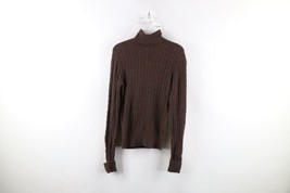 Vintage Gap Womens Medium Faded Stretch Cable Knit Turtleneck Sweater Brown - $33.62
