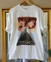 VINTAGE 1998 Titanic Shirt Adult Large White Leonardo DiCaprio Movie Tee  - £93.42 GBP