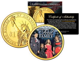 President BARACK OBAMA * First Family * Presidential $1 Dollar Coin Gold Plated - £7.41 GBP