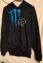 Black Monster Pull Over Hoodie with Blue Monster logo and Silver Fox Racing - £23.00 GBP