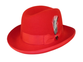 Men Bruno Capelo Dress Formal Hat Australian Wool Homburg Godfather GF105 Red - £41.17 GBP