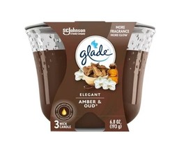 Glade Scented 3-Wick Glass Candle, Elegant Amber &amp; Oud, 6.8 Oz - $18.95