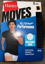 Hanes X-temp Moves ~ Mens 3-Pack T-Shirts Crew Black Gray Performance Me... - $23.75