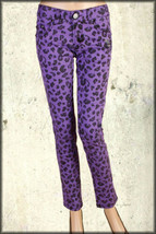 Iron Fist Jungle Fever Leopard Animal Print Womens Skinny Jeans Purple $100 NEW - £23.97 GBP