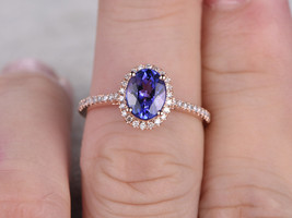 1CT Oval Cut Lab-Created Tanzanite &amp; Cz Promise Engagement Ring in 925 Silver - $121.49