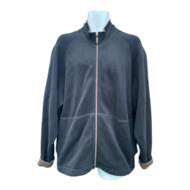 TOMMY BAHAMA sweater Large sweatshirt full zip reversible black Brown re... - £15.68 GBP
