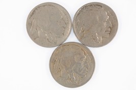 Lot of 3 Buffalo Nickels (1916-P + D + S) in VG to VF Condition, Natural Color - £35.59 GBP