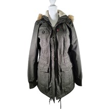 Levi&#39;s Women&#39;s Parka Jacket Army Green Water Resistant with Faux Fur Hoo... - $39.99