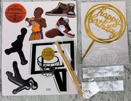 Basketball Scene Theme Cake Toppers Set Boy Birthday Party Cupcake Toppers - $14.25