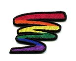 RAINBOW LIGHTNING BOLT IRON ON PATCH 1.5" Gay Lesbian LGBTQ Pride Squigg... - $3.95