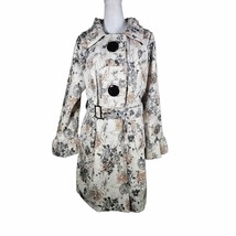 Pura Vida Women&#39;s Belted Jacket Coat Ruffle Collar Buttons Cream Gray Go... - $62.71