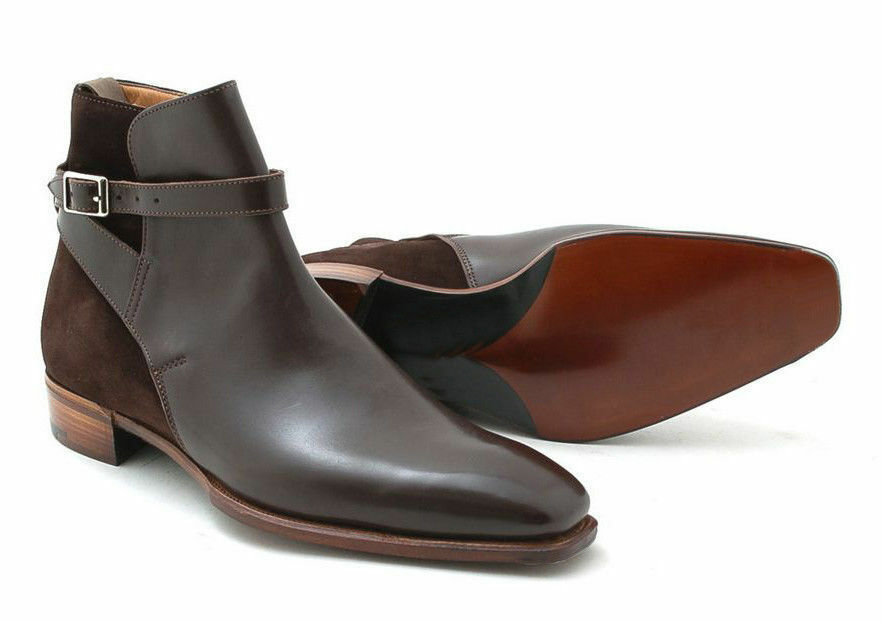 New Chocolate Brown Jodhpur Ankle High Rounded Buckle Suede Leather Boots 2019