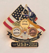 Rare 2002 Salt Lake City Winter Olympics Logo Men&#39;s Snowboard Halfpipe USA Medal - £30.63 GBP