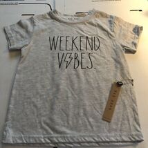 Rae Dunn boys gray “weekend vibes” short sleeve tee shirt size 7 Pull Over - $13.59