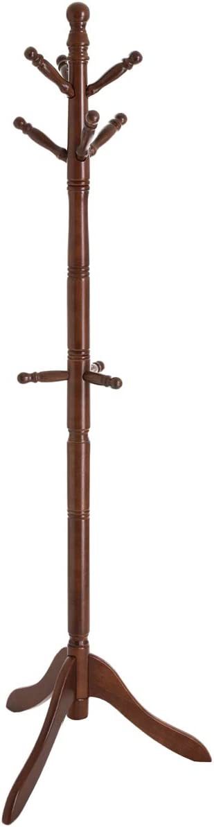 VASAGLE Coat Rack, Solid Wood Coat Stand, Free Standing Hall Coat Tree with 10 - $47.99