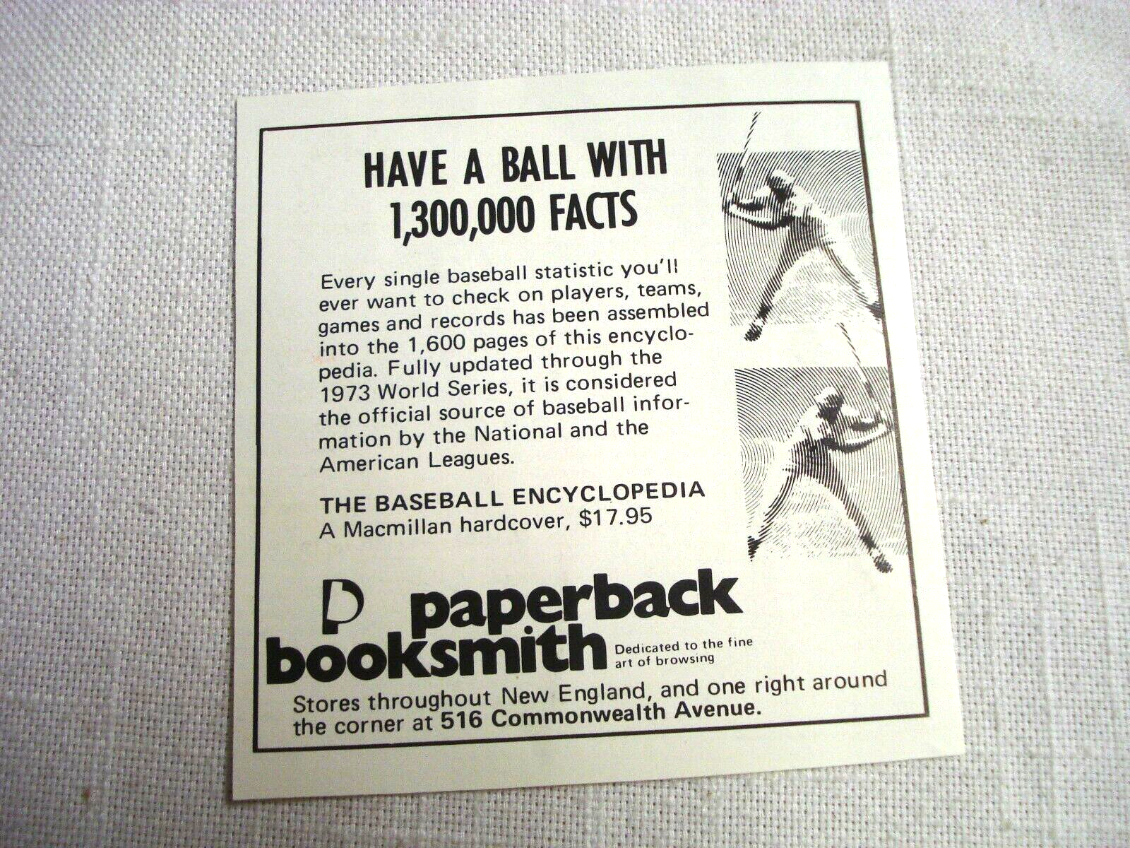 1974 Ad Paperback Booksmith , Boston Have a Ball with 1,300,000 Facts - $7.99