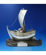 Japanese .950 Silver Sculpture Ship w/ Sail Faux Gold Barrels Wood Base ... - €2.392,40 EUR