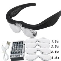 Gafas de aumento, recargable por USB con luz LED para joyería de lectura... - $32.61