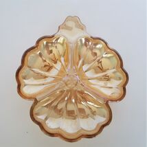 Vtg Clover Shaped Marigold Carnival Glass Candy Dish Trinket Tray Art No... - $19.99