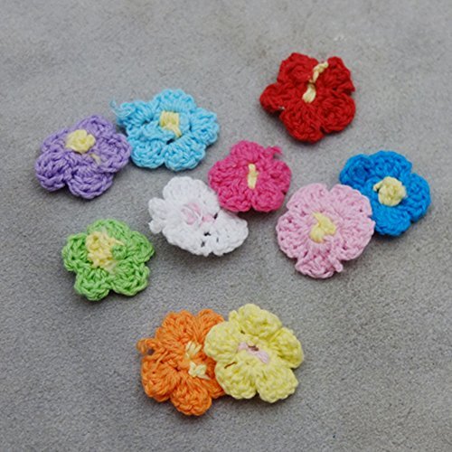 Bluemoona 100 PCS- Big Crochet Sewing Embellishment Flower Applique Trim Mixed C
