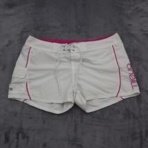 Oneill Shorts Womens L White Flat Front Drawstring Pockets Board Shorts - $25.72