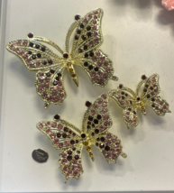 Set 3  Pink butterfly&#39;s with magnet hand made by Keren Kopal &amp; Austrian ... - $40.50