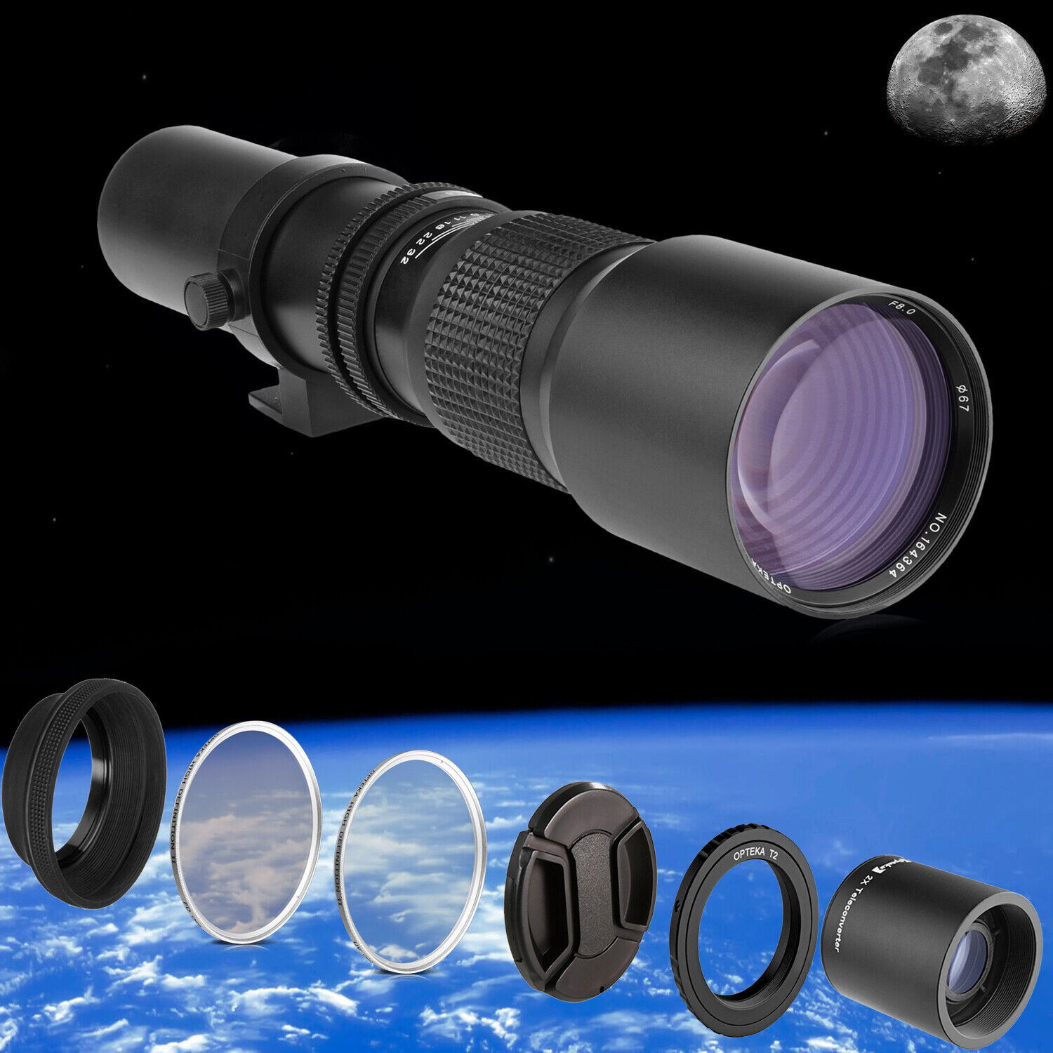 Opteka 500/1000mm Telephoto Preset Lens for Sony NEX-7 NEX-6 a6000 a6300 a6500