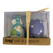 Tag Bunny Gnome Salt Shaker Purple Easter Egg Ceramic Shakers NEW  - $17.34