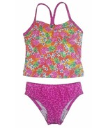 Speedo Girl&#39;s Sporty Splice Tankini 2 Piece Swimsuit (16, Pink/Pineapple... - $5.00