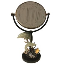 SPI Brass Glass Dolphin &amp; Turtle Round  16” Vanity Mirror Nature Whimsy Decor - £109.02 GBP