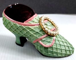 Miniature Shoe Figure/Pin Cushion Fashionable Faux Pearl Accent Box 62 - £5.55 GBP