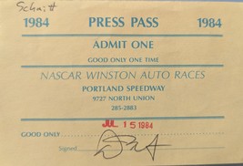 July 15, 1984 Nascar Winston Auto Races Portland Speedway Admit One Pres... - $75.34 MXN