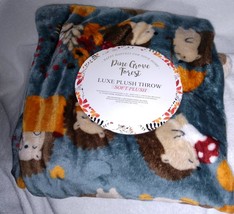 Pine Grove Forest Fall Hedgehogs Luxe Plush Throw 50&quot;x 60&quot; New - €14,44 EUR