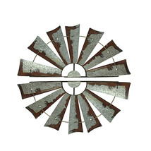 Zeckos Pair of Distressed Metal Half Moon Windmill Wall Sculptures - £62.60 GBP