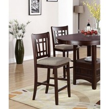 Set Of 2 Chairs Dining Room Furniture Brown Solid Wood - £169.38 GBP