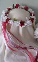 Molly Flower Crown/ Head Wreath Red /White-Wedding /Renaissance /Custom ... - £38.95 GBP