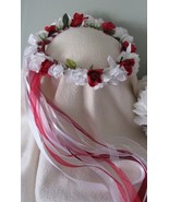 Molly Flower Crown/ Head Wreath Red /White-Wedding /Renaissance /Custom ... - £38.53 GBP