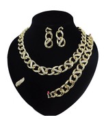 HUGS &amp; KISSES Cuban Set necklace Bracelet Earrings Ring Gold filled Neck... - $558.70 MXN