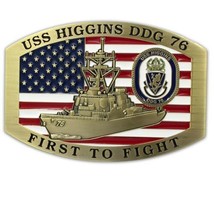 NAVY USS HIGGINS DDG-76  3&quot; BELT BUCKLE - £39.33 GBP