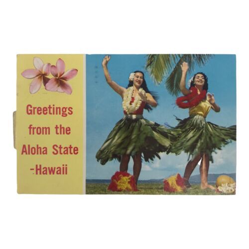 Vintage 1977 Postcard Greetings From Aloha State Hawaii Hawaiiana Hula D... - $4.00