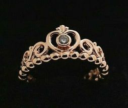 Genuine Rose Gold S925 Princess Enchanted Tiara Crown Ring All Sizes Available - £11.76 GBP