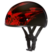 Daytona Red Skull Flames Skull Cap Slim Motorcycle Helmet (2XS - 2XL) - £51.06 GBP+