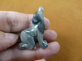 Y-COY-28) Little Gray Striped Coyote Wolf Wild Dog Soapstone Stone Peru Figurine - £6.75 GBP