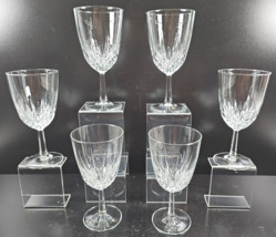 6 Cristal D&#39;Arques Durand Diamant Water Goblets Set Clear Diamond Cut France Lot - £39.46 GBP