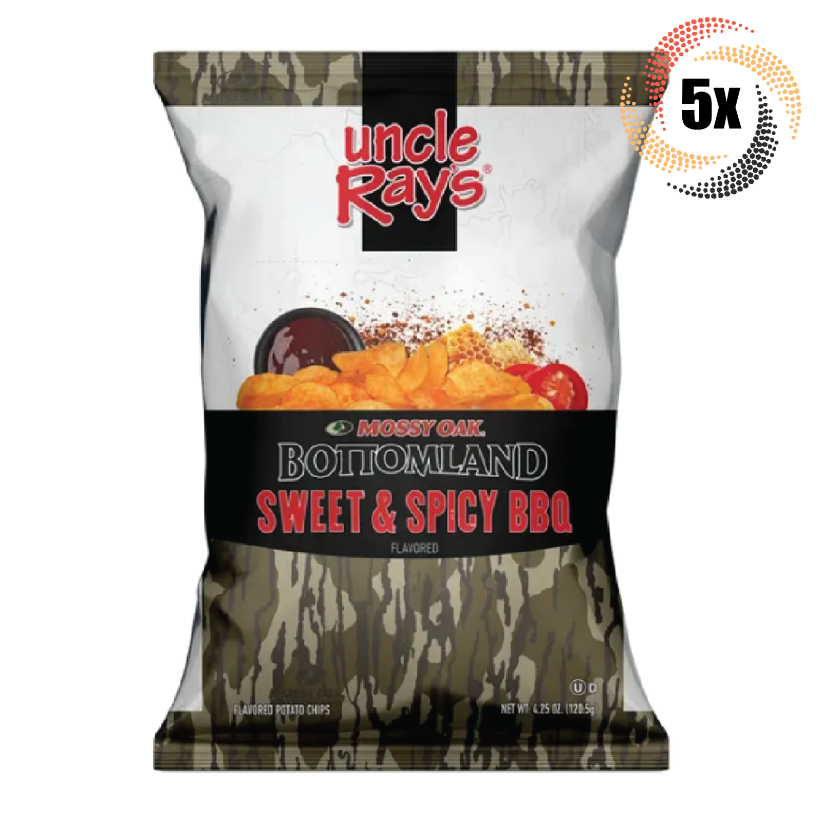 5x Bags Uncle Ray&#39;s Mossy Oak Bottomland Sweet &amp; Spicy BBQ Potato Chips ... - $22.69