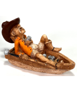 Vintage 1987 Cowboy in Boat Fishing Casted Art Figure Americana Art-Fish... - $24.31