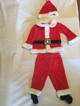 Infants Size 12 mo Little Wonders Santa suit 3 piece set holiday red white - £14.10 GBP