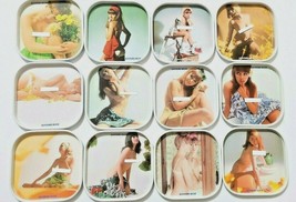 SUNTORY BEER CUSTOM Pinup Girl Coaster genuine 1980&#39; Vintage Old All12sh... - £89.68 GBP